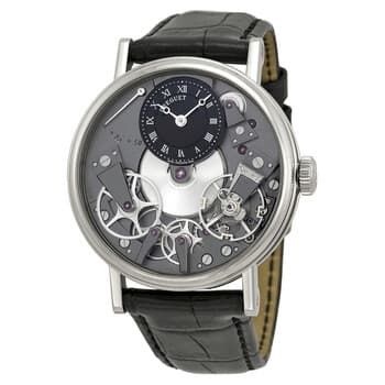 Breguet Tradition Black Skeleton Dial 18kt White Gold Black Leather Men's Watch