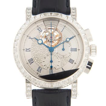 Breguet Marine Tourbillon Hand Wind Diamond Silver Dial Men's Watch
