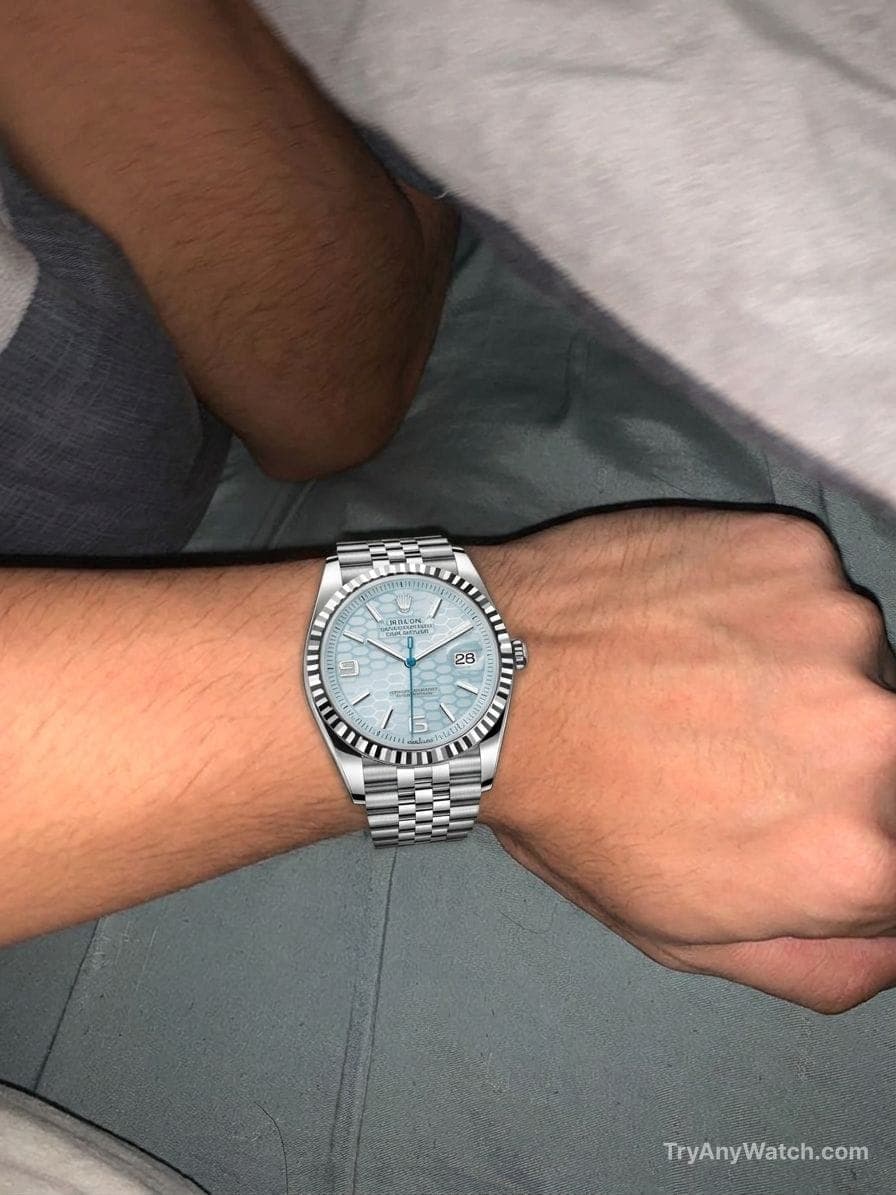 Rolex Land‑Dweller 40 try-on.
