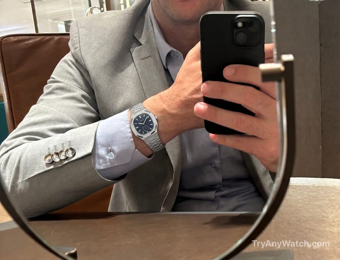 Maen MANHATTAN ULTRA THIN on a 18 Inch Wrist.